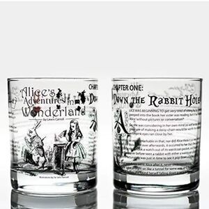 Greenline Goods Alice in Wonderland Whiskey Glasses Literature Rocks Glassware